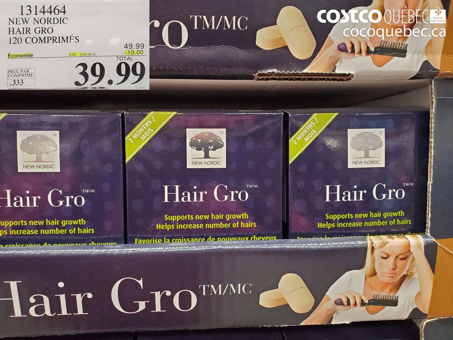 1314464 NEW NORDIC HAIR GRO 120 COMPRIMÉS ($10.00 INSTANT SAVINGS EXPIRES ON 2026-06-21) $39.99