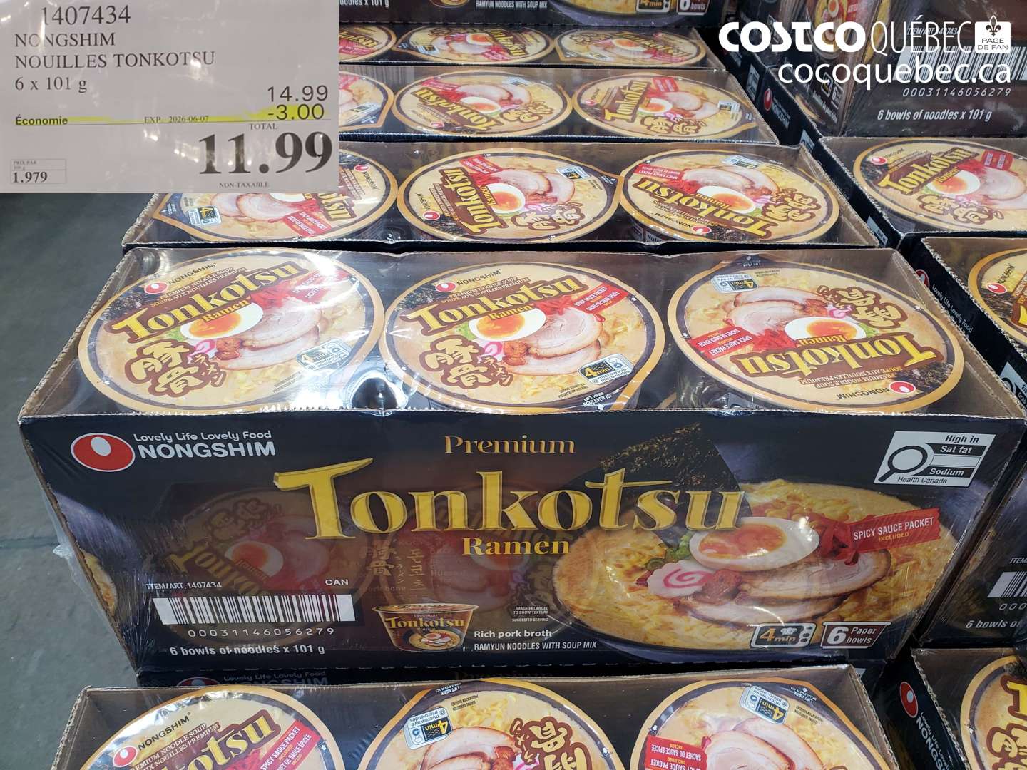 1407434 NONGSHIM NOUILLES TONKOTSU 6 X 101 G ($3.00 INSTANT SAVINGS EXPIRES ON 2026-06-07) $11.99