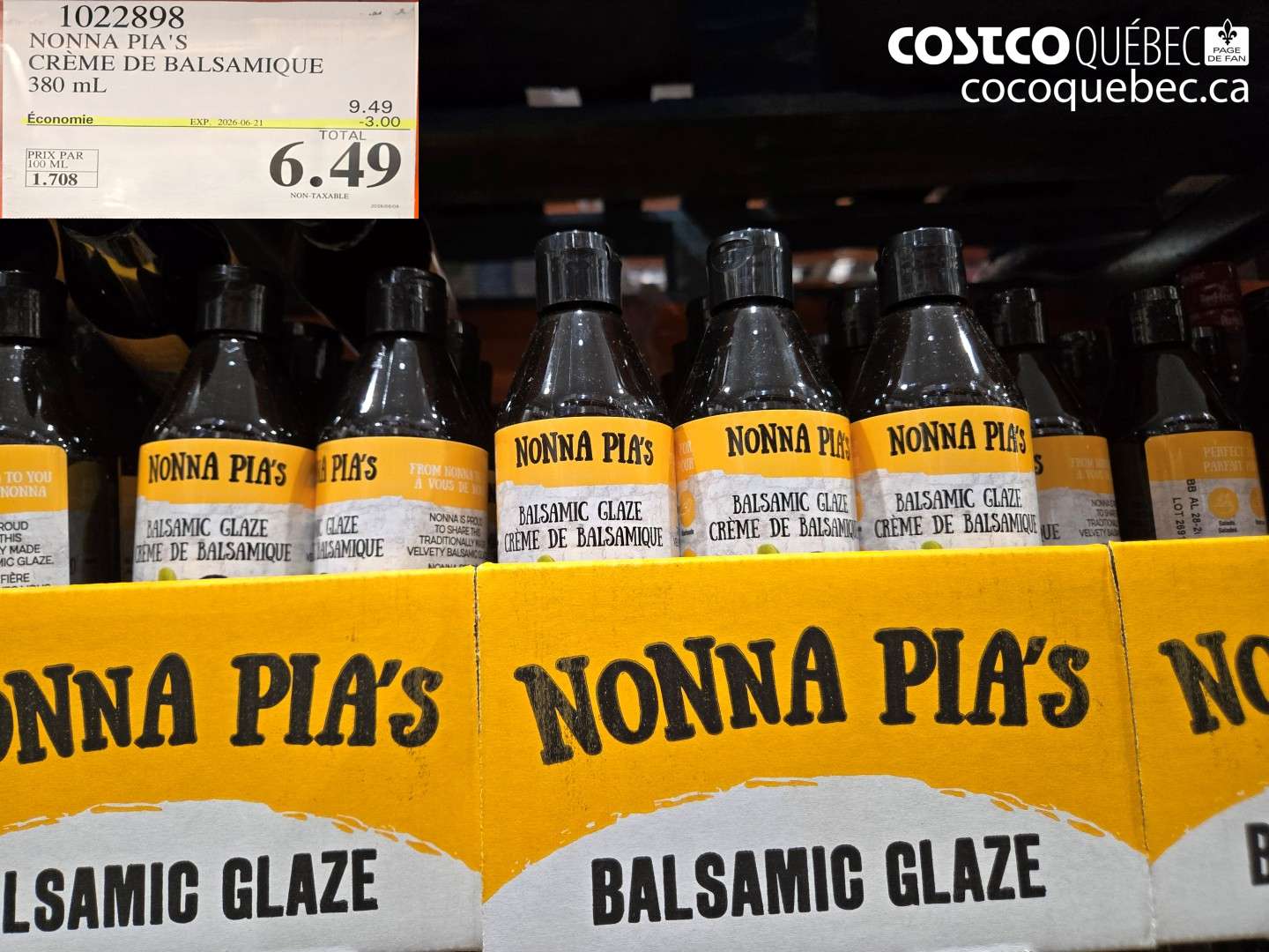 1022898 NONNA PIA'S CRÈME DE BALSAMIQUE 380 ML ($3.00 INSTANT SAVINGS EXPIRES ON 2026-06-21) $6.49