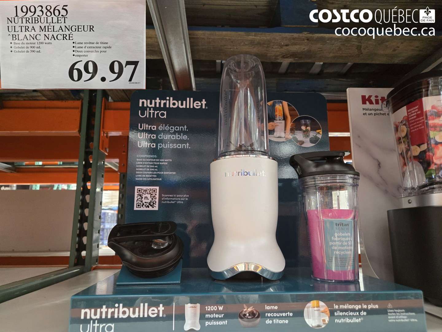 1993865 NUTRIBULLET ULTRA MÉLANGEUR BLANC NACRÉ $69.97