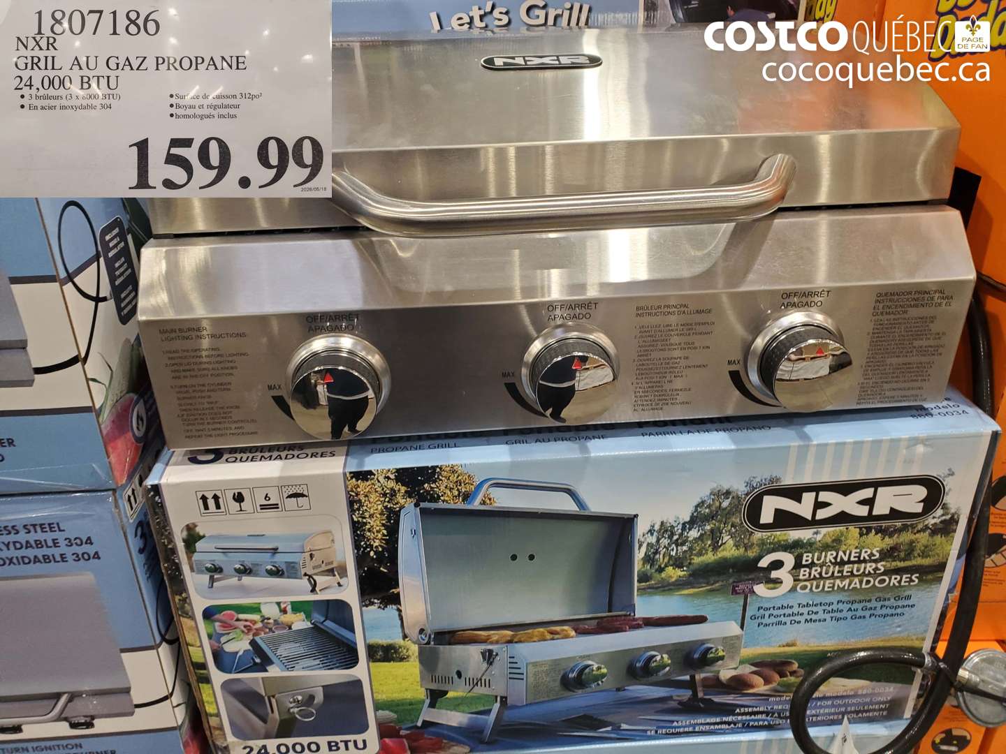 1807186 NXR GRIL AU GAZ PROPANE 24.000 BTU $159.99