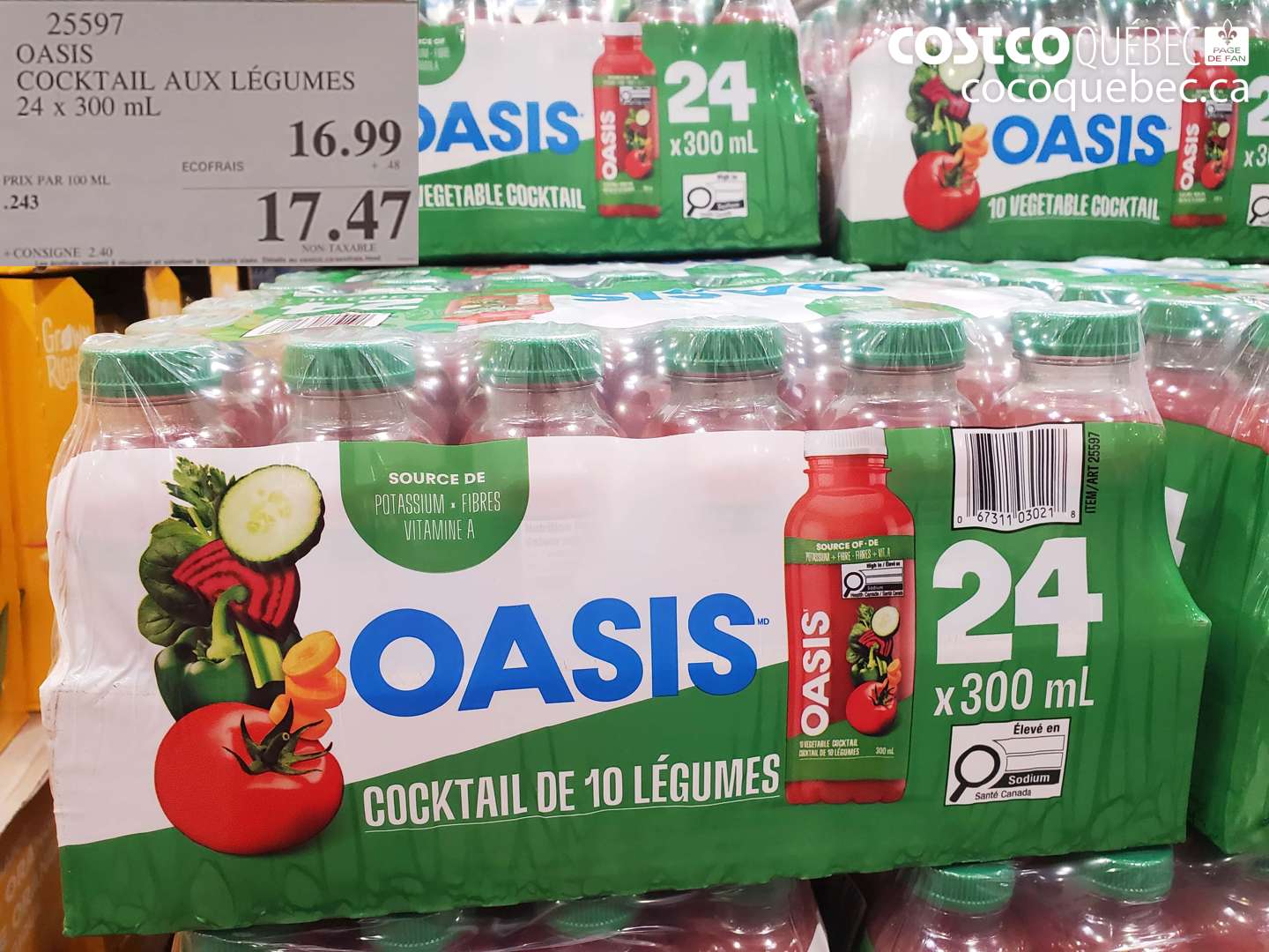 25597 OASIS COCKTAIL AUX LÉGUMES 24 X 300 ML $16.99