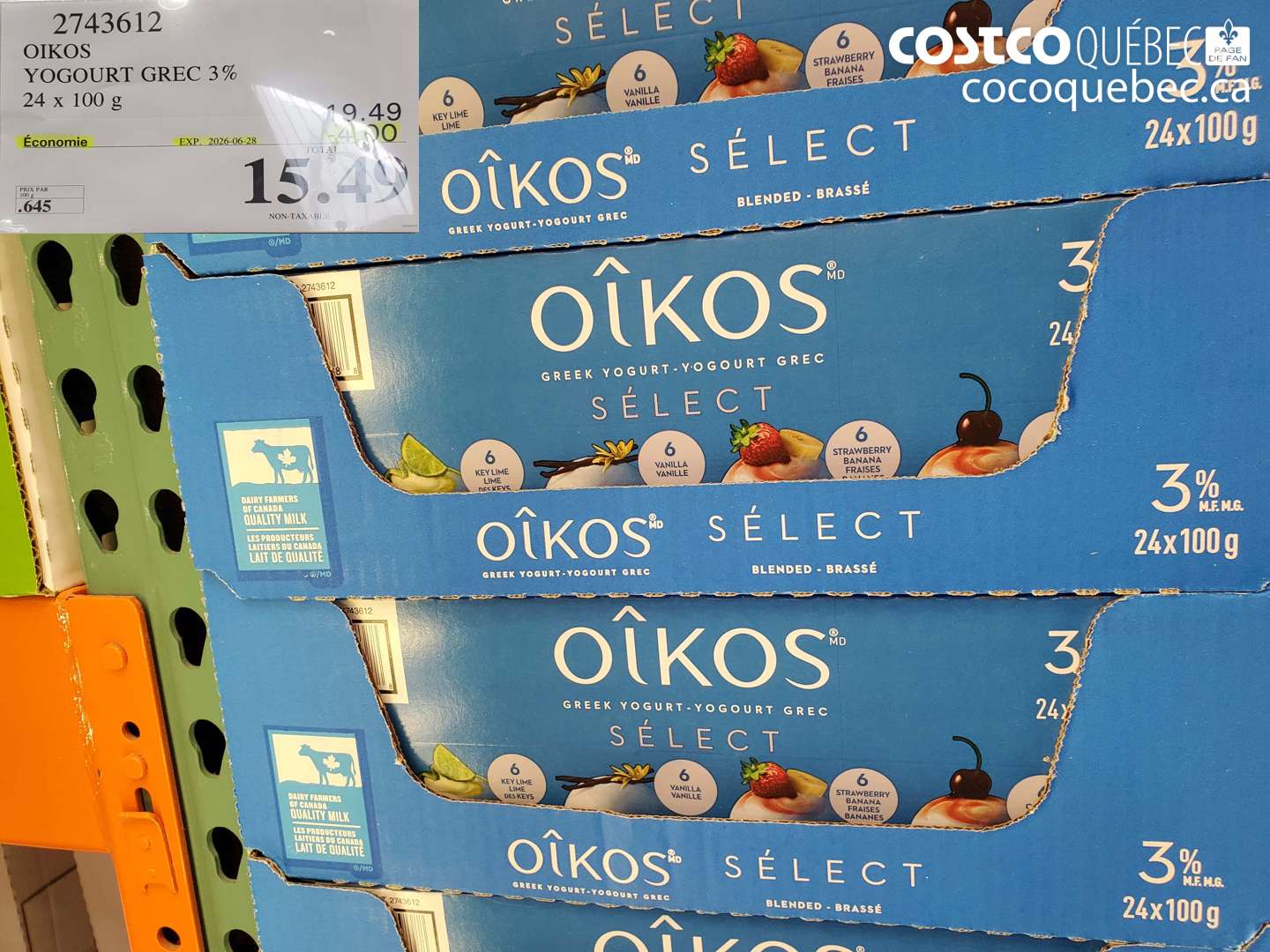 2743612 OIKOS YOGOURT GREC 3% 24 X 100 G ($4.00 INSTANT SAVINGS EXPIRES ON 2026-06-28) $15.49