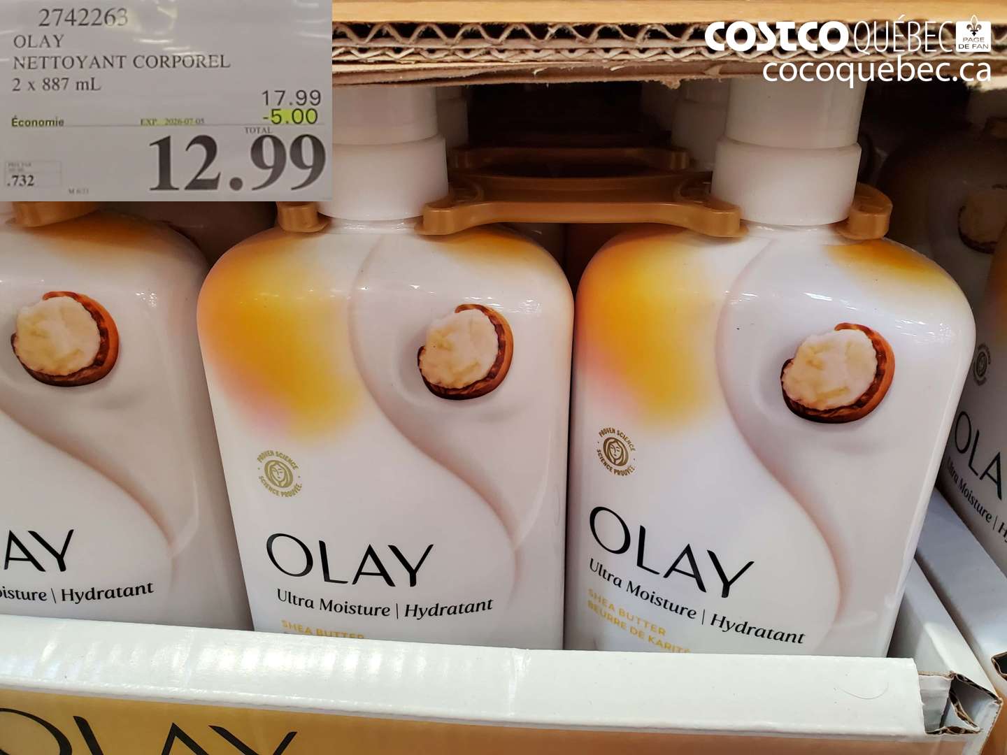 2742263 OLAY NETTOYANT CORPOREL 2 X 887 ML ($5.00 INSTANT SAVINGS EXPIRES ON 2024-07-28) $12.99