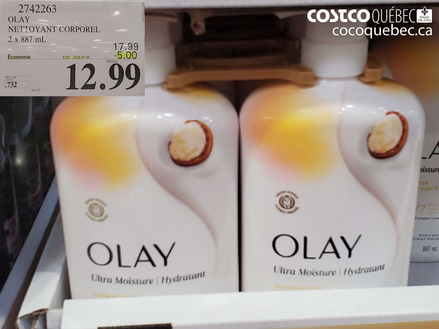 2742263 OLAY NETTOYANT CORPOREL 2 X 887 ML ($5.00 INSTANT SAVINGS EXPIRES ON 2026-07-05) $12.99