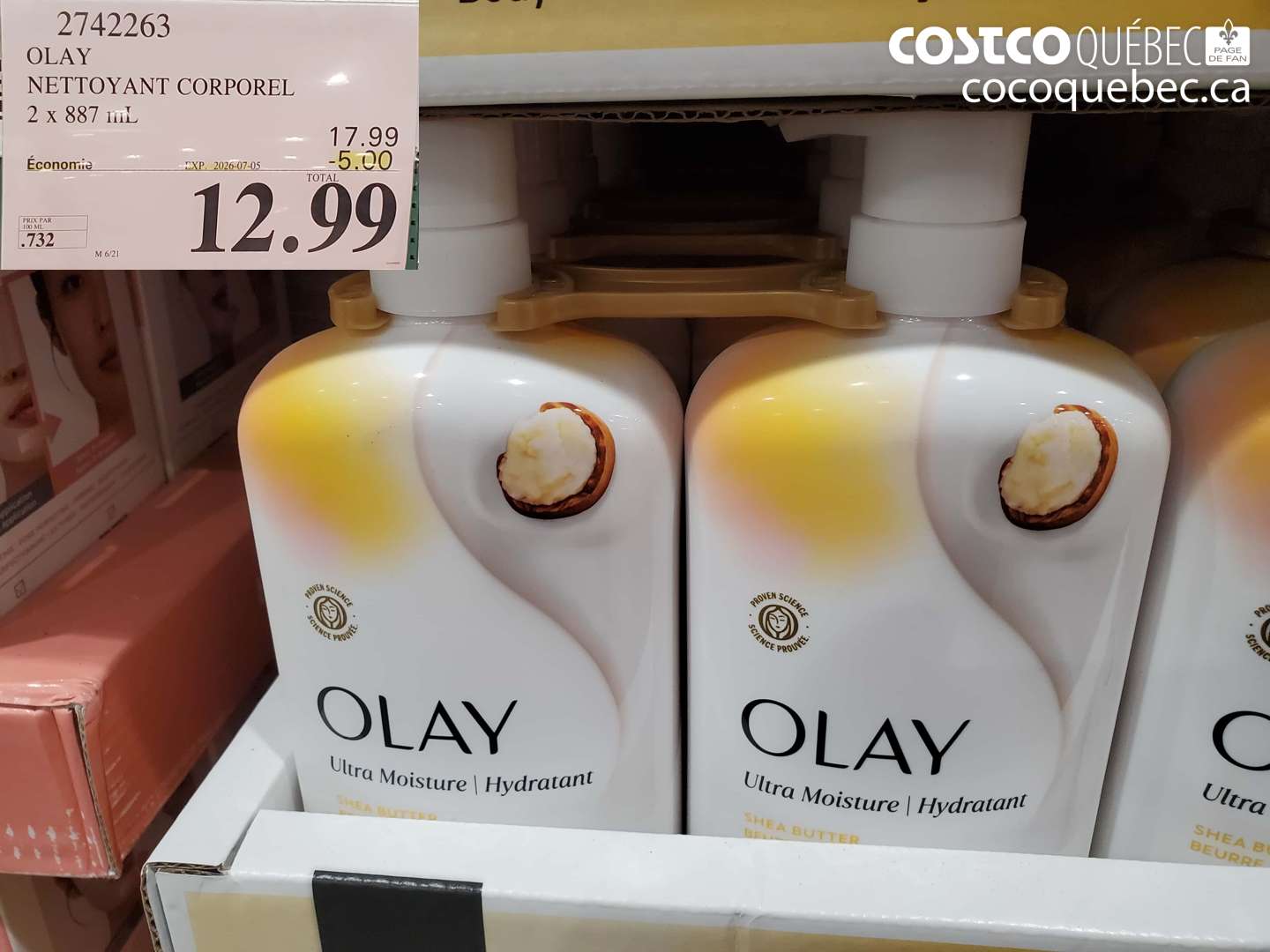 2742263 OLAY NETTOYANT CORPOREL 2 X 887 ML ($5.00 INSTANT SAVINGS EXPIRES ON 2026-07-05) $12.99