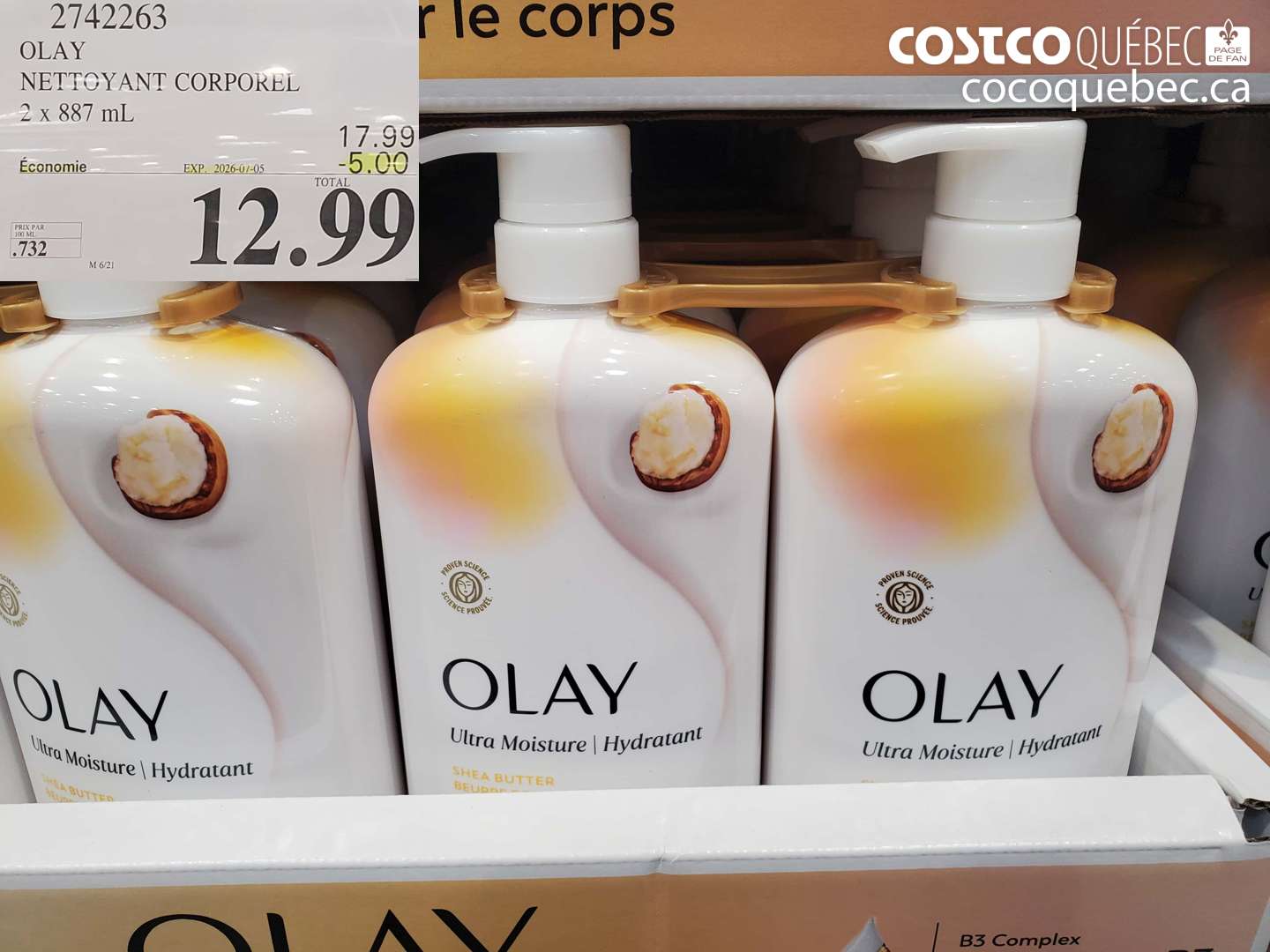 2742263 OLAY NETTOYANT CORPOREL 2 X 887 ML ($5.00 INSTANT SAVINGS EXPIRES ON 2026-01-05) $12.99