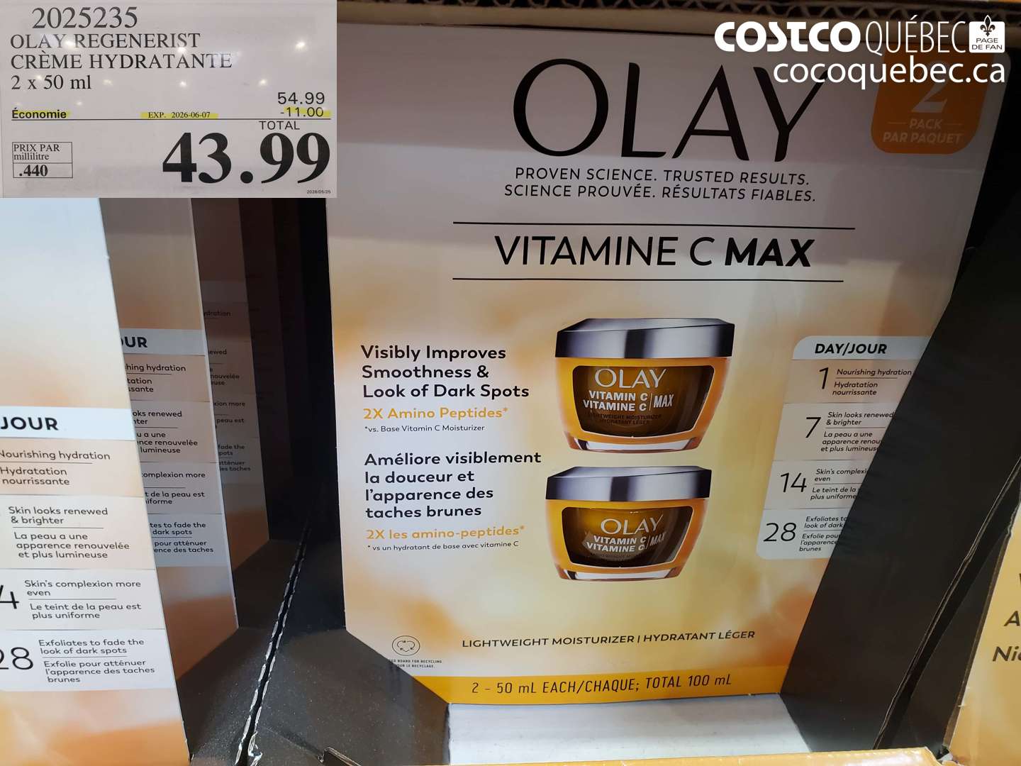 2025235 OLAY REGENERIST CRÈME HYDRATANTE 2 X 50 ML ($11.00 INSTANT SAVINGS EXPIRES ON 2026-06-07) $43.99