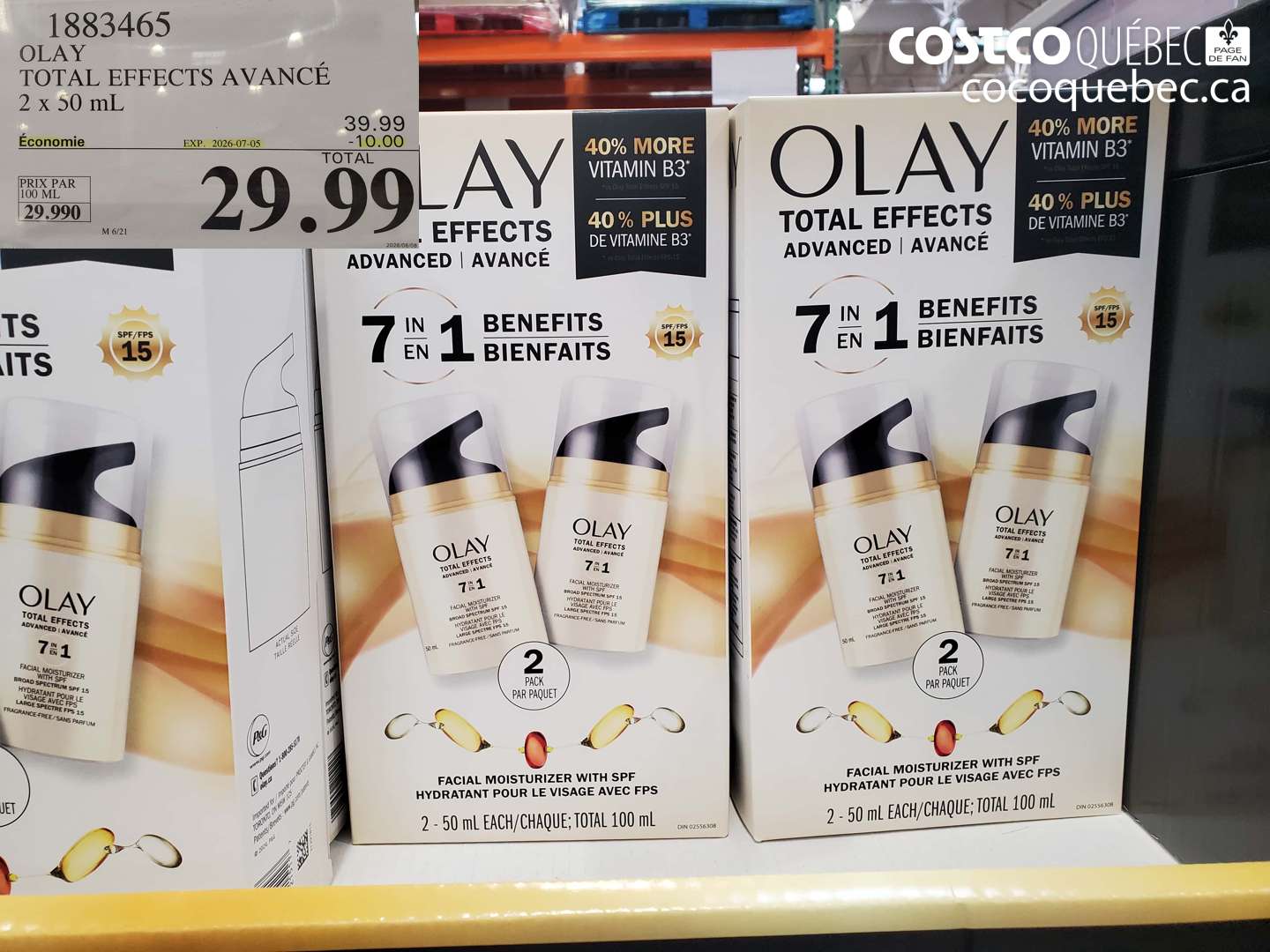 1883465 OLAY TOTAL EFFECTS AVANCÉ 2 X 50 ML ($10.00 INSTANT SAVINGS EXPIRES ON 2026-07-05) $29.99