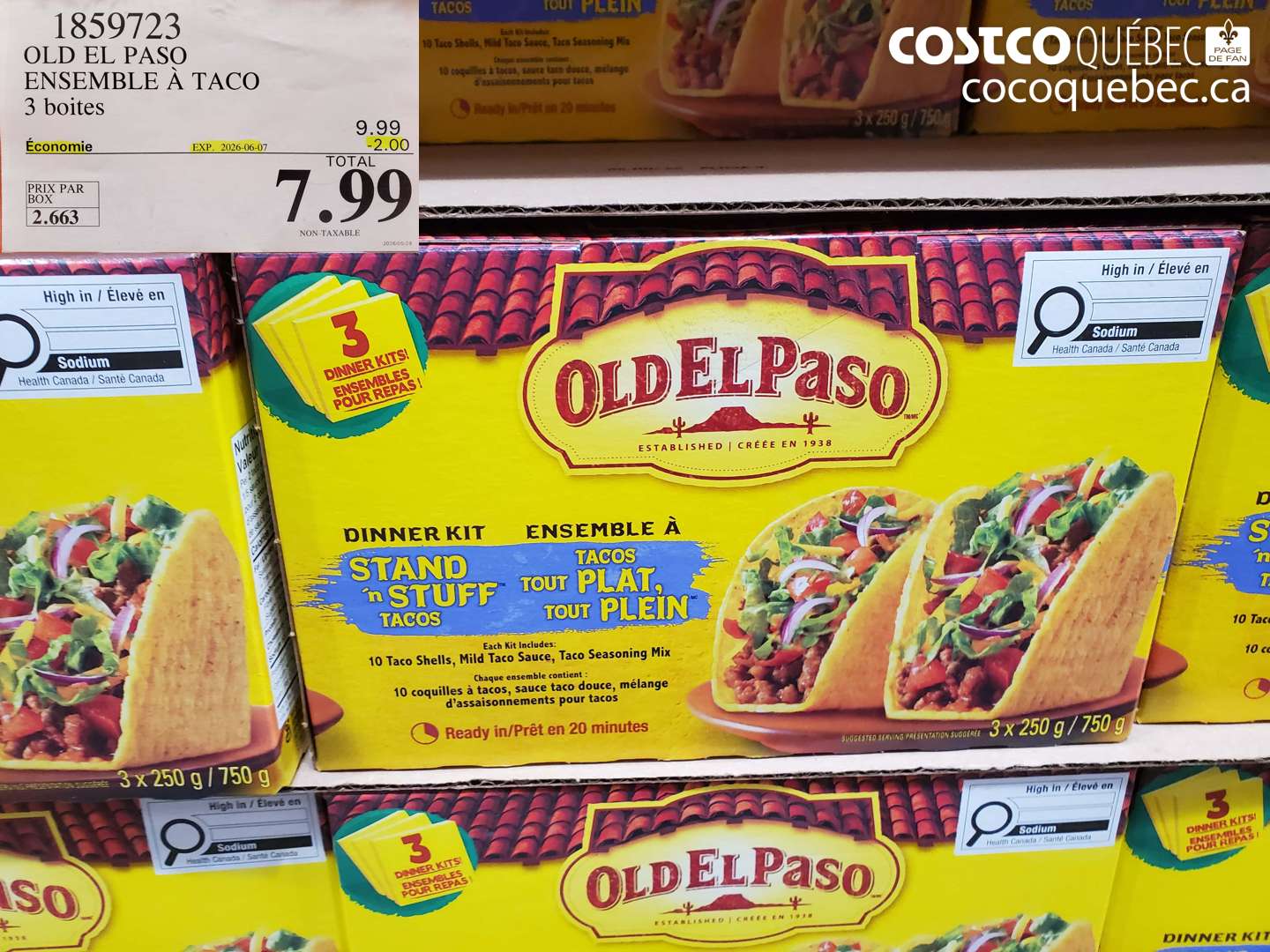 1859723 OLD EL PASO ENSEMBLE À TACO 3 BOITES ($2.00 INSTANT SAVINGS EXPIRES ON 2026-06-07) $7.99