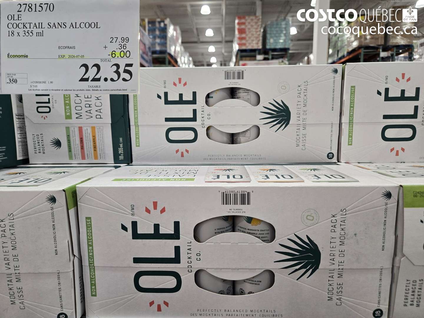 2781570 OLE COCKTAIL SANS ALCOOL ($6.00 INSTANT SAVINGS EXPIRES ON 2026-07-05) $22.35