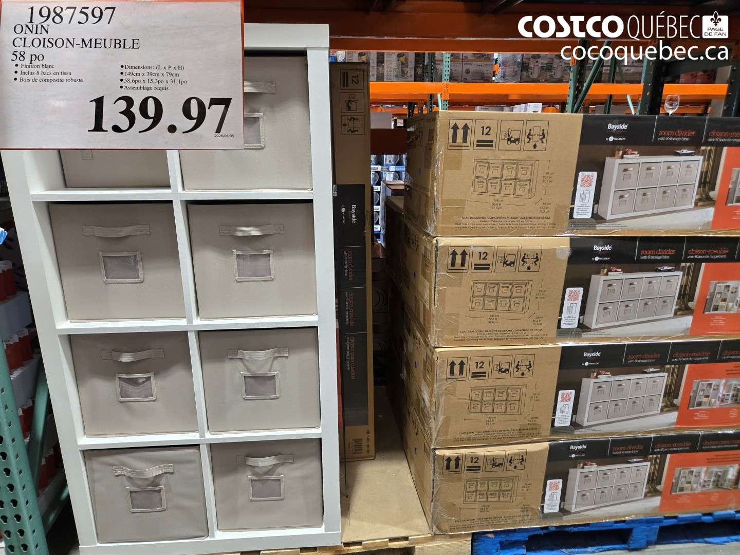 1987597 ONIN CLOISON-MEUBLE 58 PO $139.97