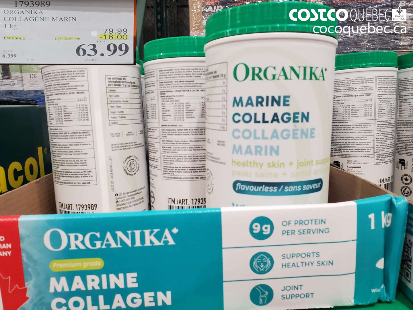 1793989 ORGANIKA COLLAGÈNE MARIN 1KG ($16.00 INSTANT SAVINGS EXPIRES ON 2026-07-05) $63.99