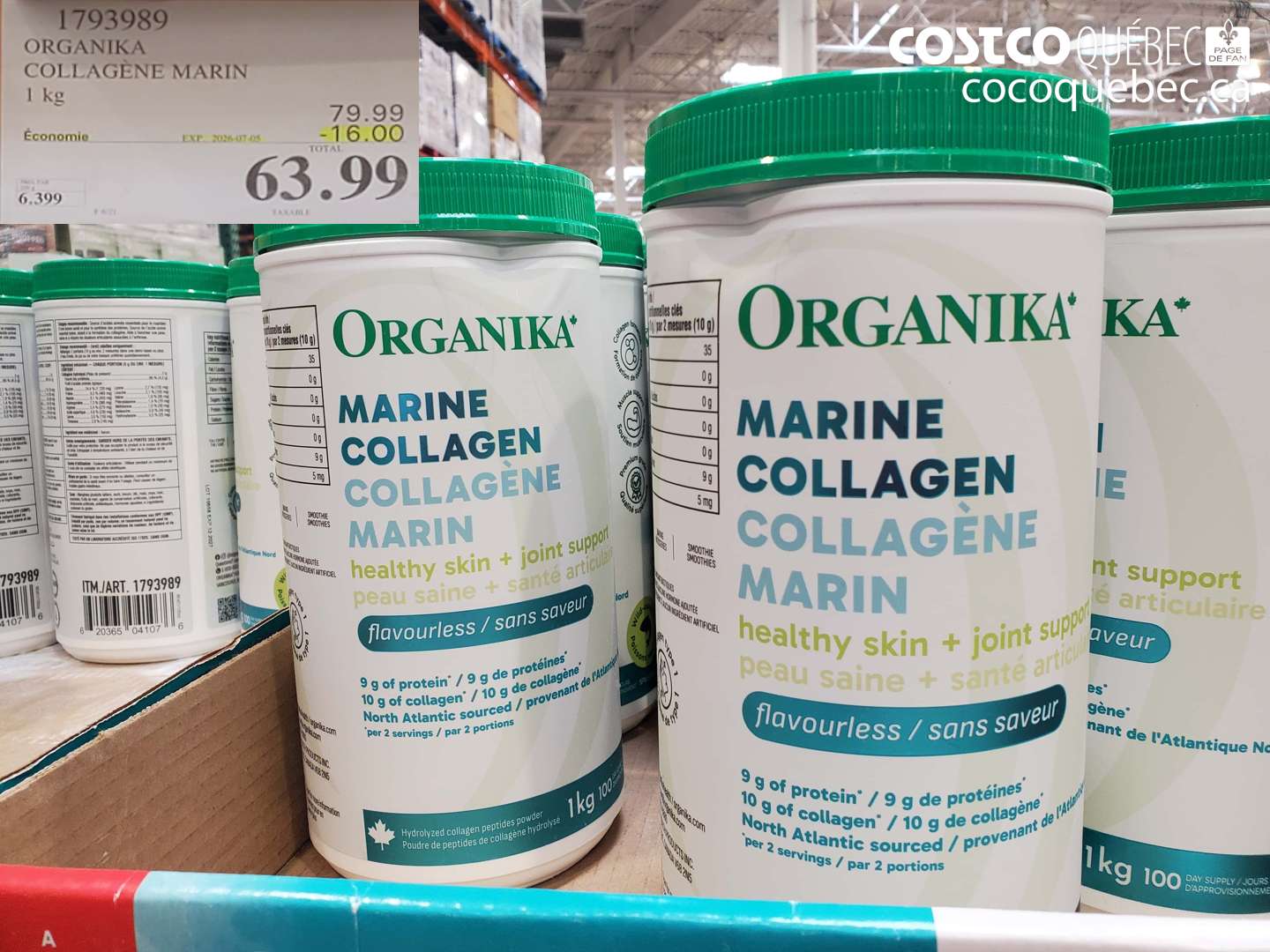 1793989 ORGANIKA COLLAGÈNE MARIN 1 KG ($16.00 INSTANT SAVINGS EXPIRES ON 2024-07-05) $63.99