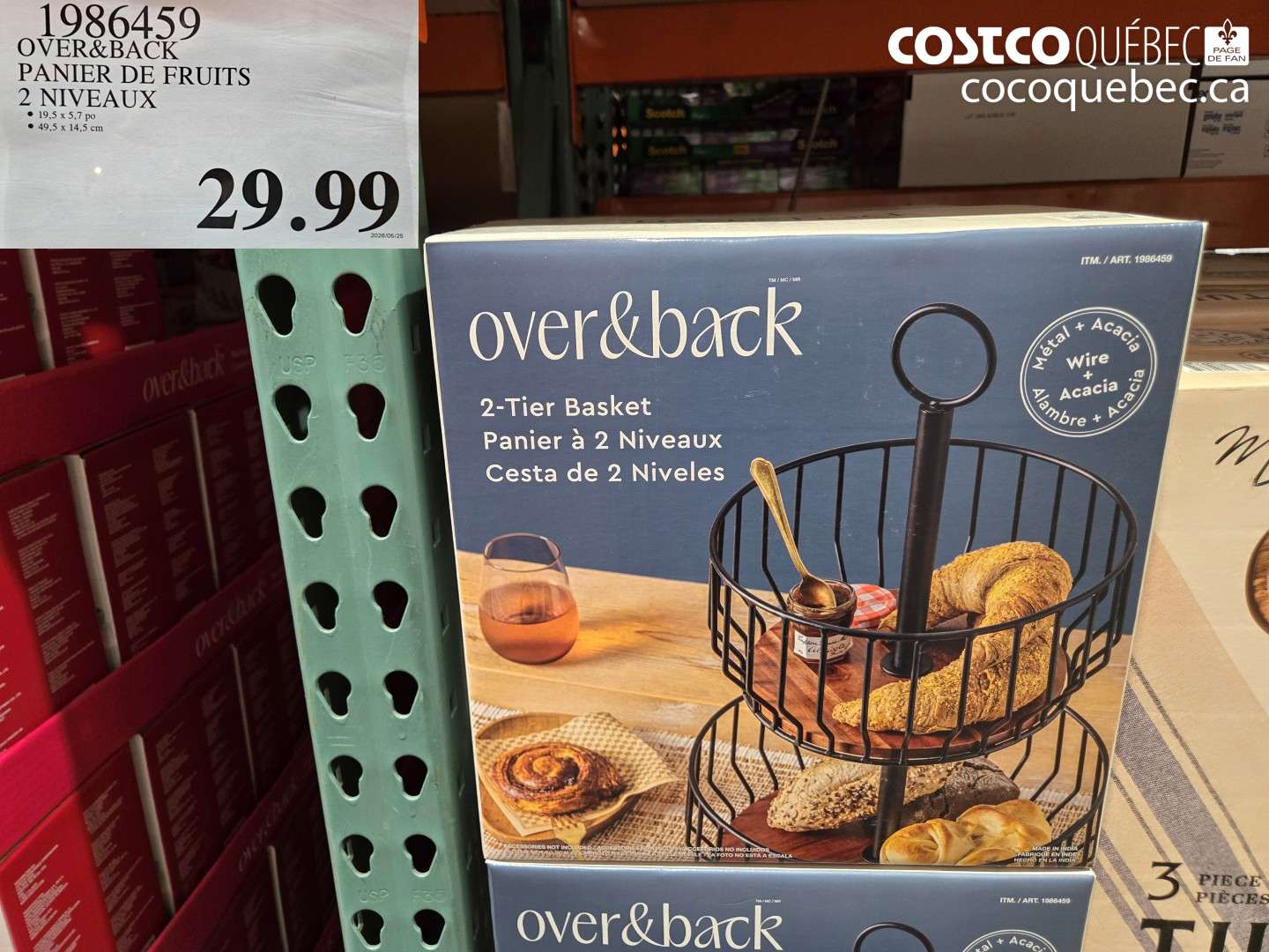 1986459 OVER&BACK PANIER DE FRUITS 2 NIVEAUX $29.99