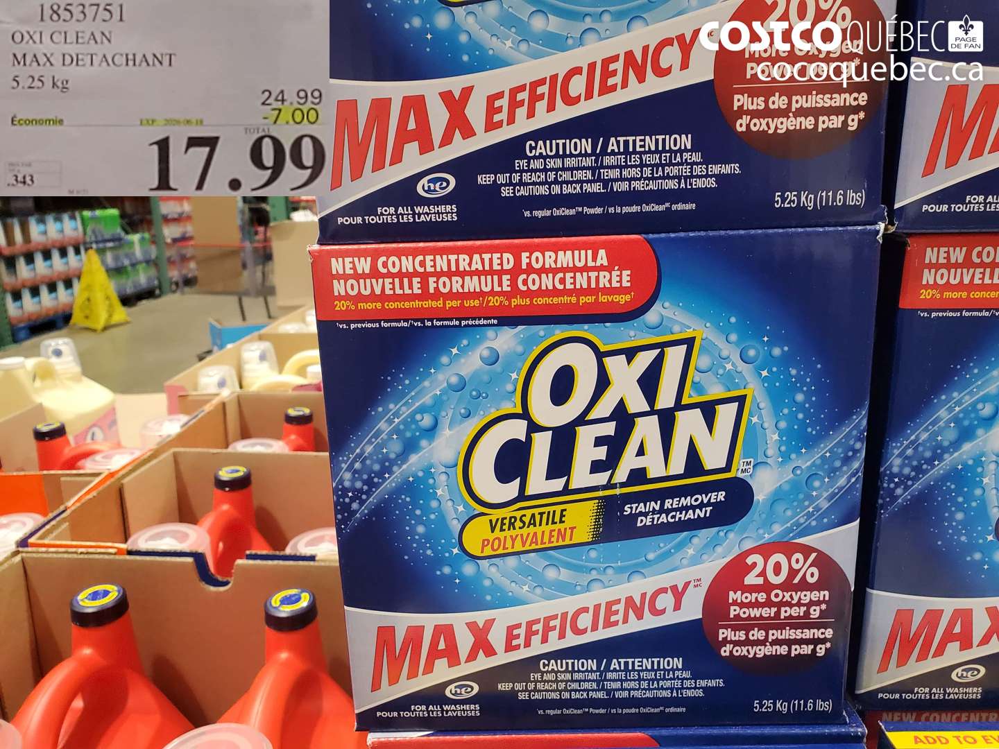 1853751 OXI CLEAN MAX DETACHANT 5.25 KG ($7.00 INSTANT SAVINGS EXPIRES ON 2026-06-18) $17.99