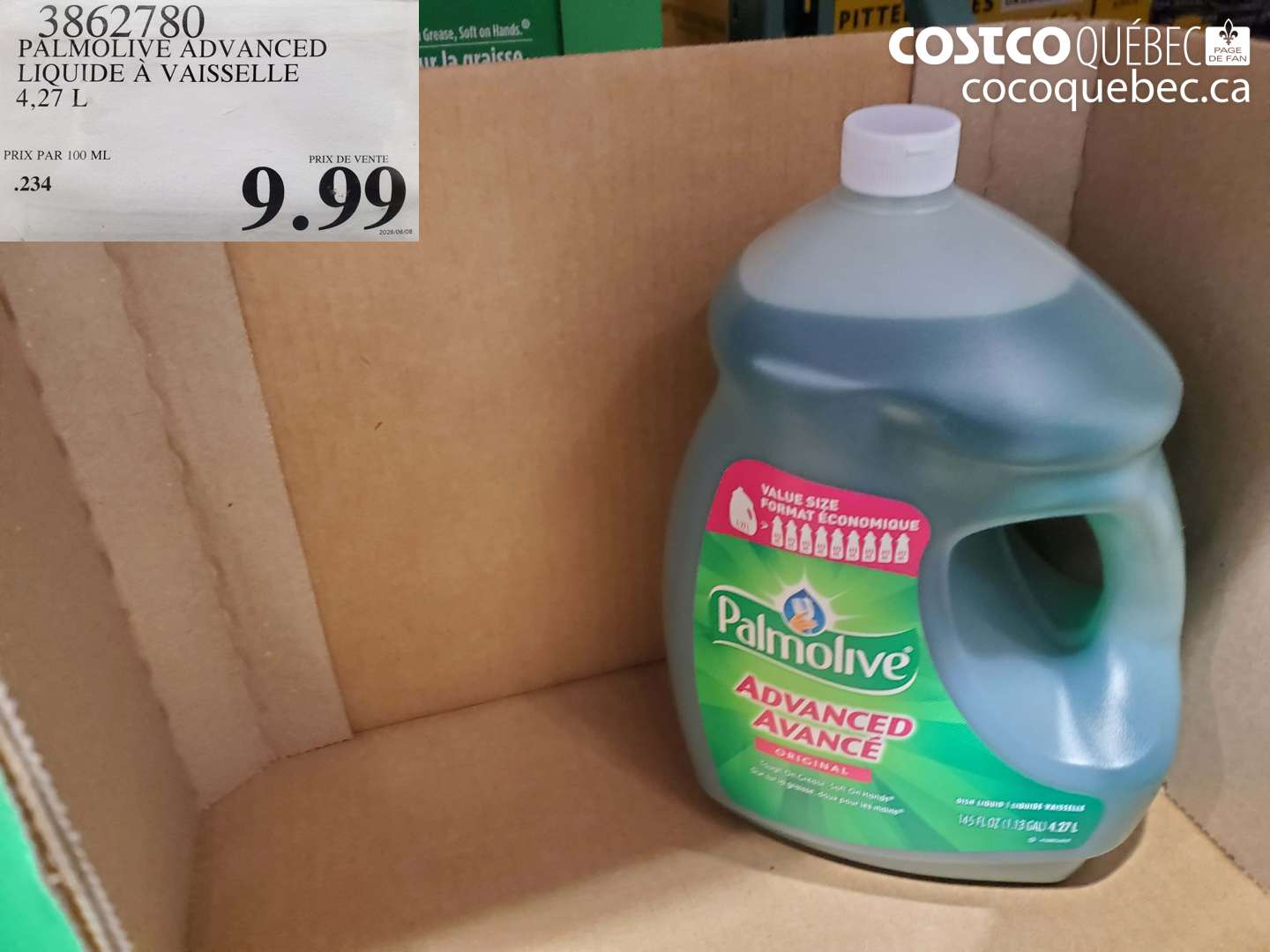3862780 PALMOLIVE ADVANCED LIQUIDE À VAISSELLE 4,27 L $9.99