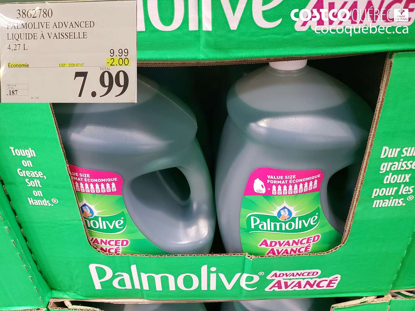 3862780 PALMOLIVE ADVANCED LIQUIDE À VAISSELLE 4.27 L ($2.00 INSTANT SAVINGS EXPIRES ON 2026-07-07) $7.99