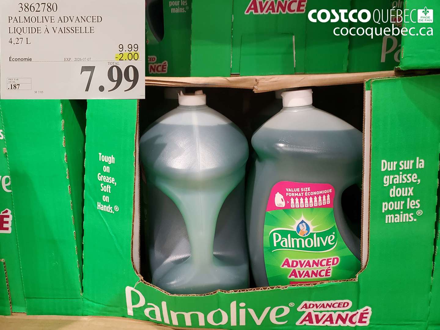 3862780 PALMOLIVE ADVANCED LIQUIDE À VAISSELLE 4.27 L ($2.00 INSTANT SAVINGS EXPIRES ON 2026-07-07) $7.99