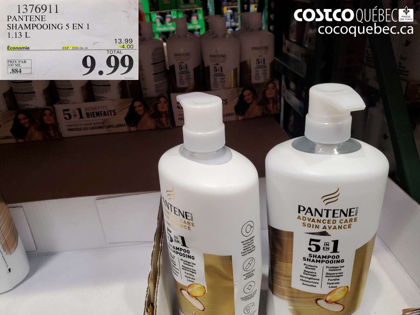 1376911 PANTENE SHAMPOOING 5 EN 1 1.13 L ($4.00 INSTANT SAVINGS EXPIRES ON 2026-06-14) $9.99