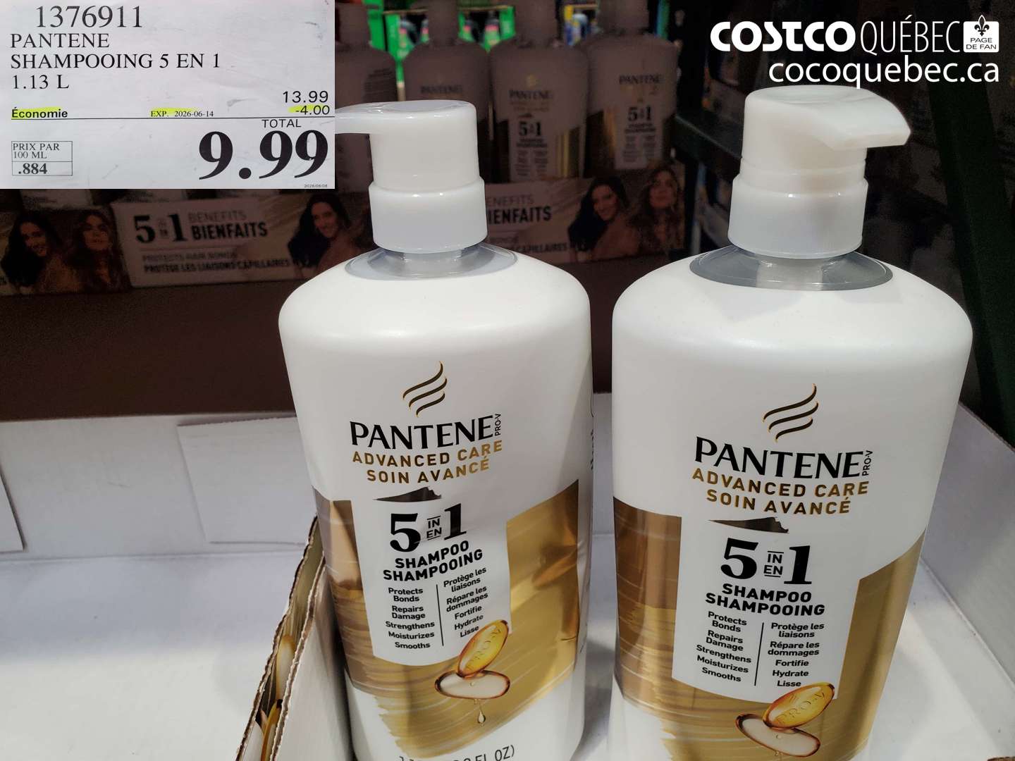 1376911 PANTENE SHAMPOOING 5 EN 1 1.13 L ($4.00 INSTANT SAVINGS EXPIRES ON 2026-06-14) $9.99