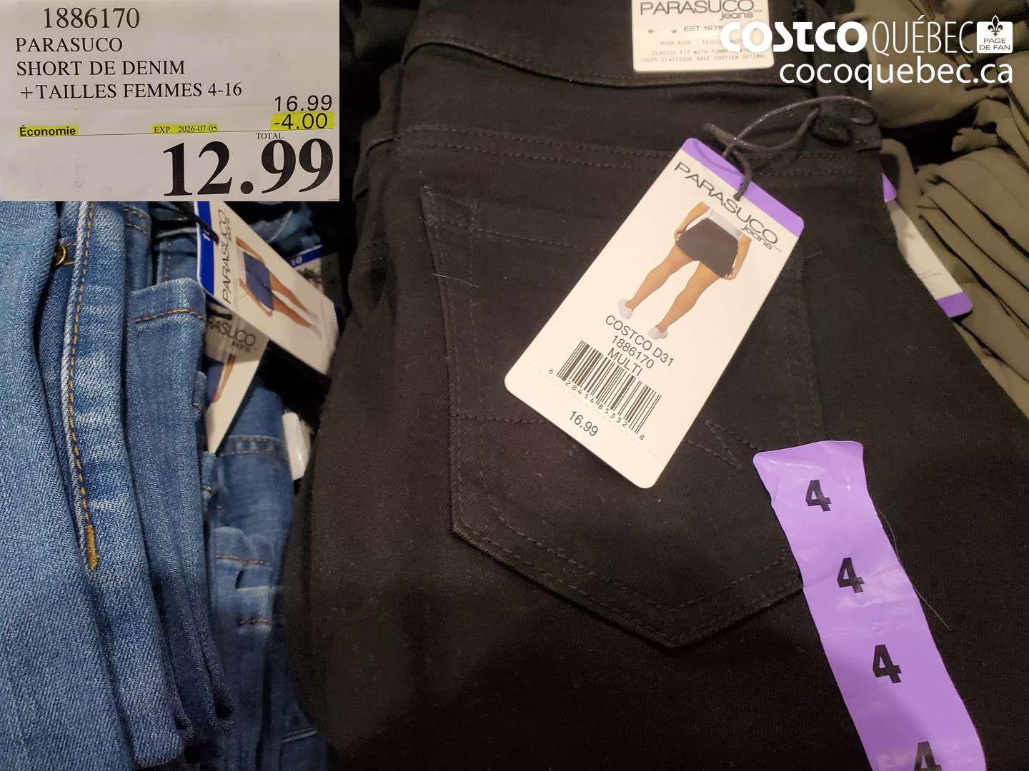 1886170 PARASUCO SHORT DE DENIM +TAILLES FEMMES 4-16 ($4.00 INSTANT SAVINGS EXPIRES ON 2026-07-05) $12.99