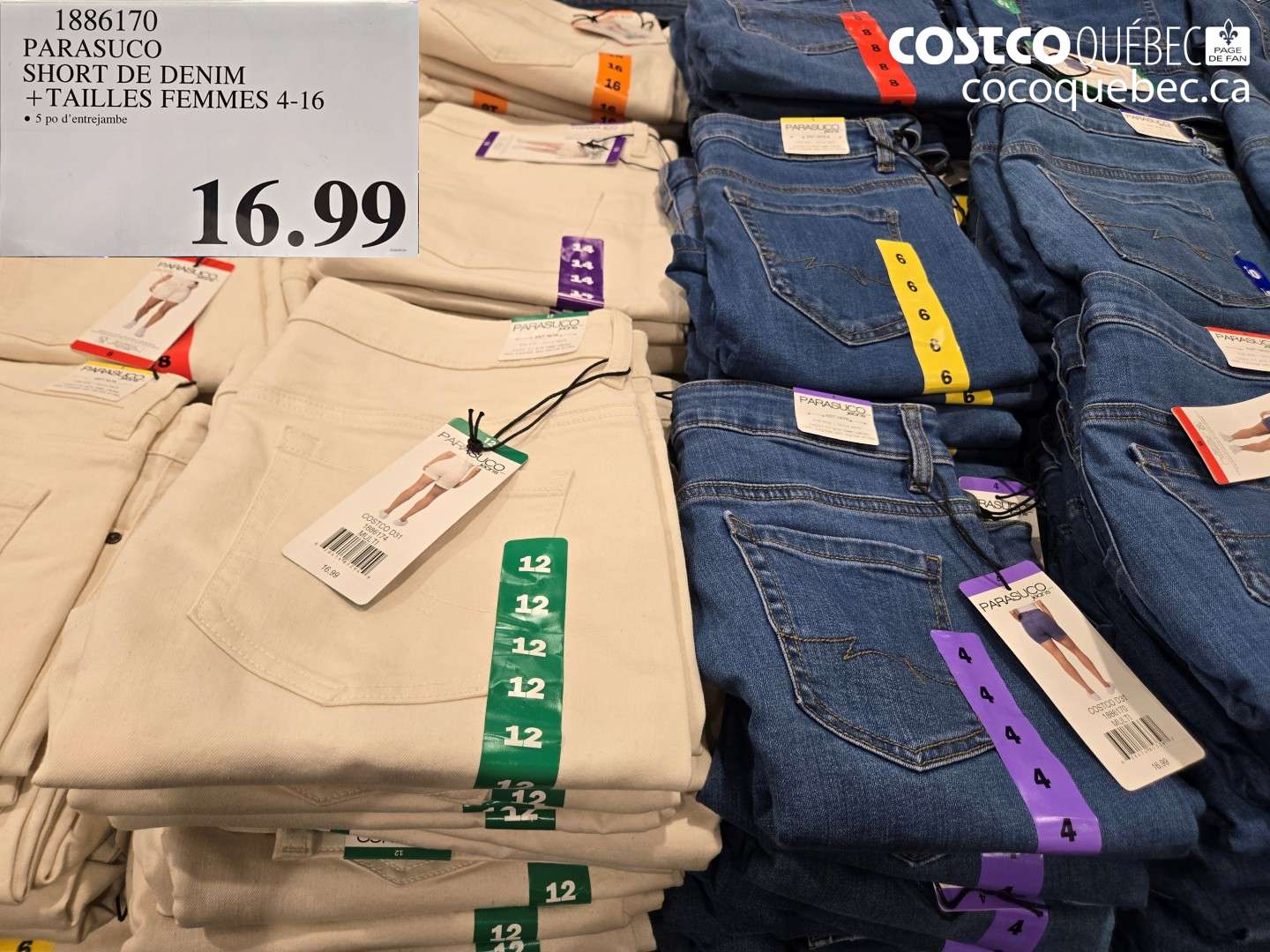 1886170 PARASUCO SHORT DE DENIM + TAILLES FEMMES 4-16 $16.99