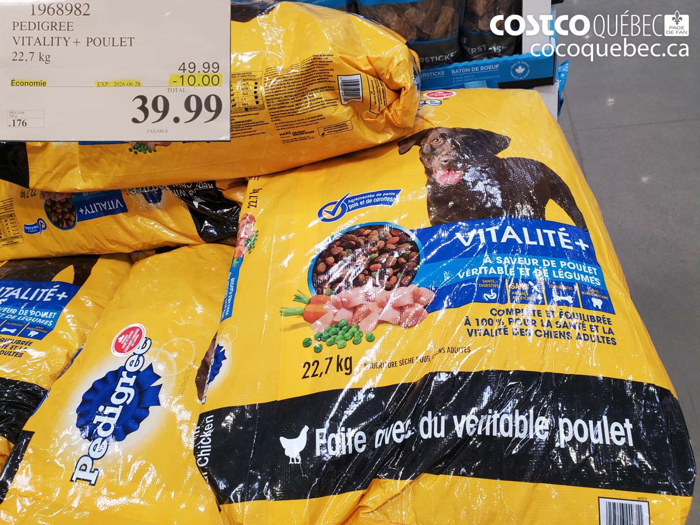 1968982 PEDIGREE VITALITY + POULET 22.7 KG ($10.00 INSTANT SAVINGS EXPIRES ON 2026-06-28) $39.99