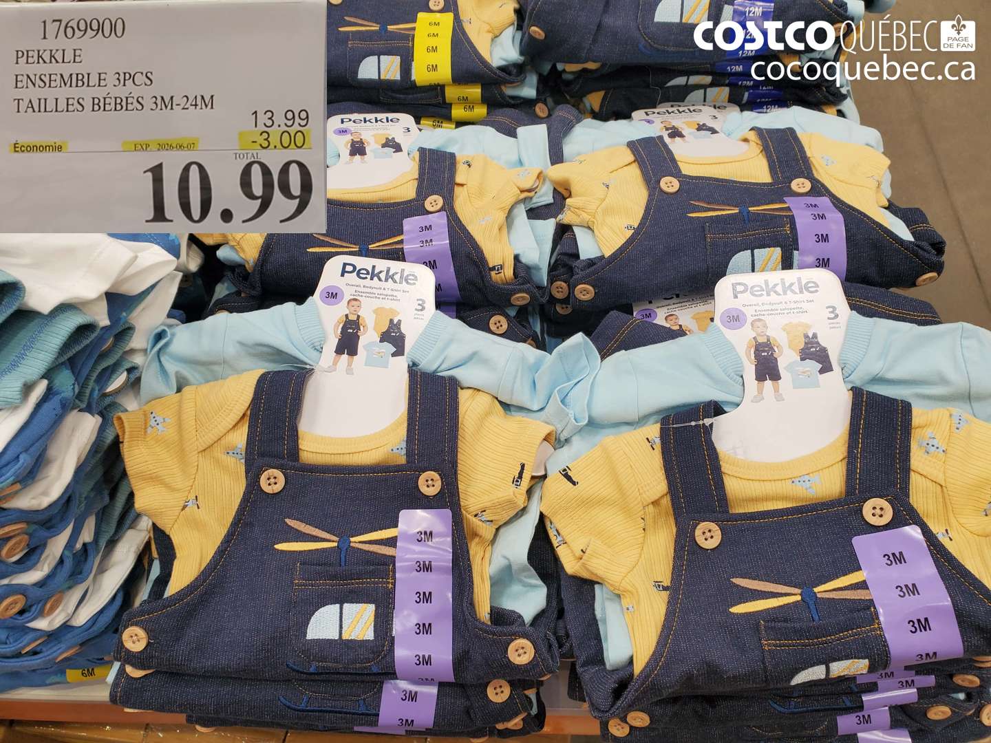 1769900 PEKKLE ENSEMBLE 3PCS TAILLES BÉBÉS 3M-24M ($3.00 INSTANT SAVINGS EXPIRES ON 2026-06-07) $10.99