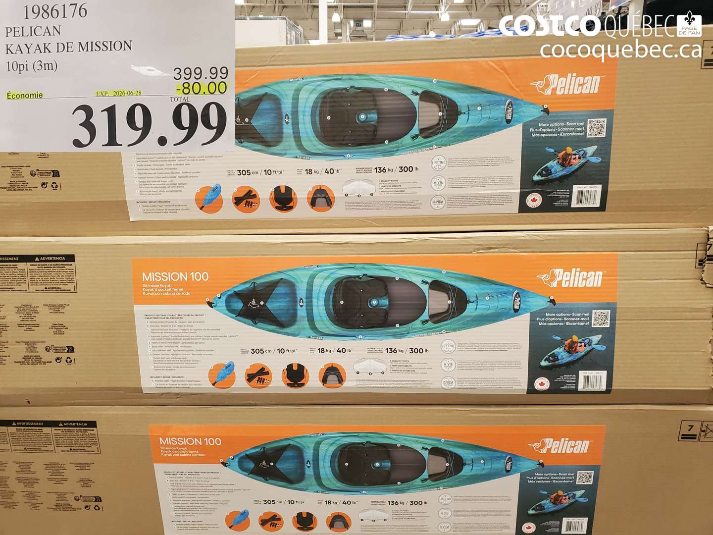 1986176 PELICAN KAYAK DE MISSION 10PI (3M) ($80.00 INSTANT SAVINGS EXPIRES ON 2026-06-28) $319.99