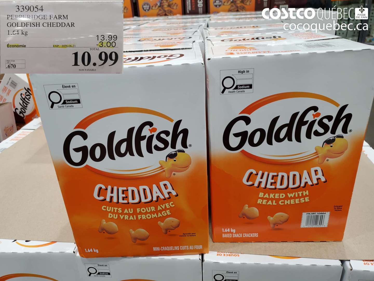 339054 PEPPERIDGE FARM GOLDFISH CHEDDAR 1.64 KG ($3.00 INSTANT SAVINGS EXPIRES ON 2026-06-21) $10.99