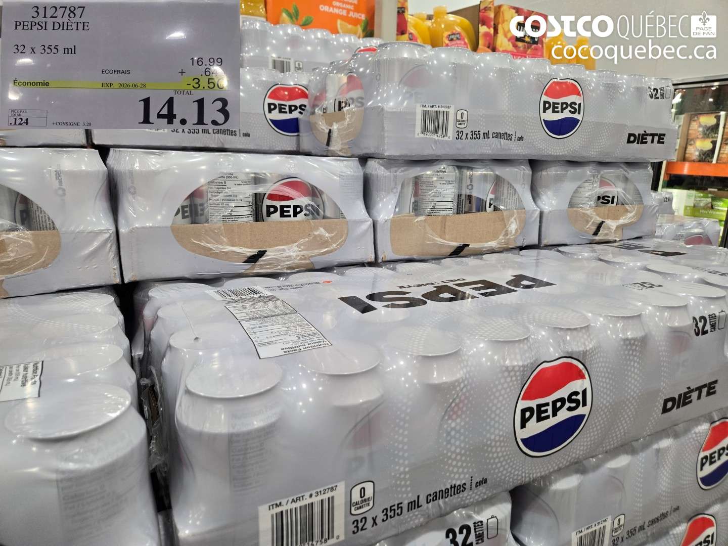 312787 PEPSI DIÈTE ($3.50 INSTANT SAVINGS EXPIRES ON 2026-06-28) $14.13