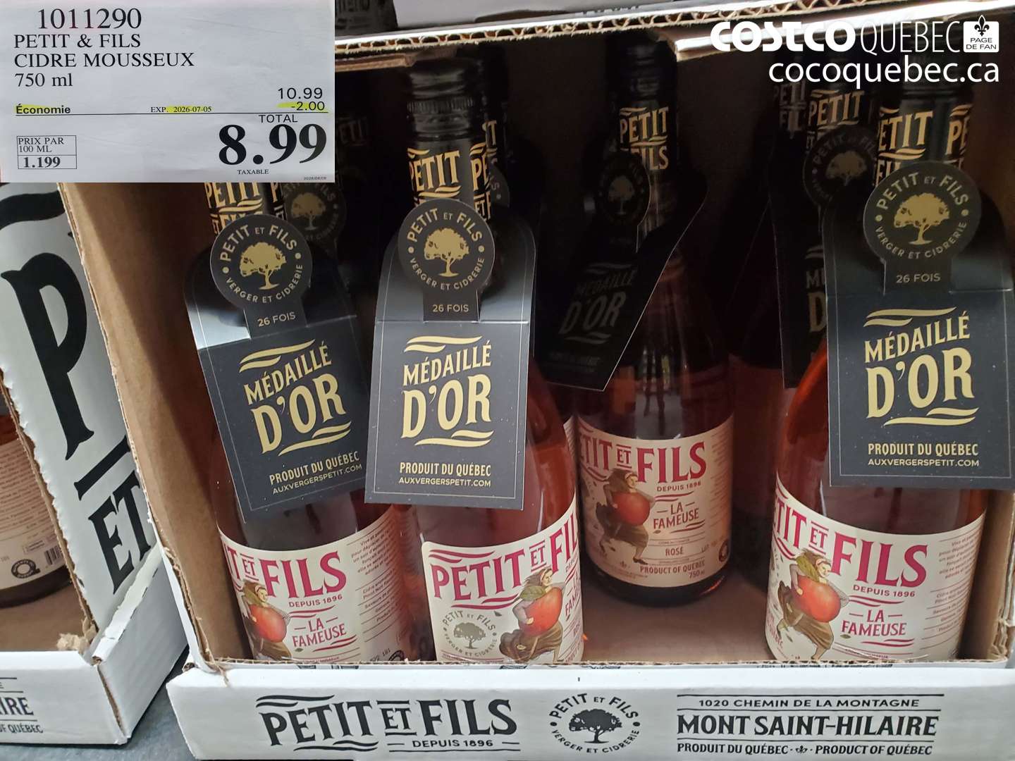1011290 PETIT & FILS CIDRE MOUSSEUX 750 ML ($2.00 INSTANT SAVINGS EXPIRES ON 2026-07-05) $8.99