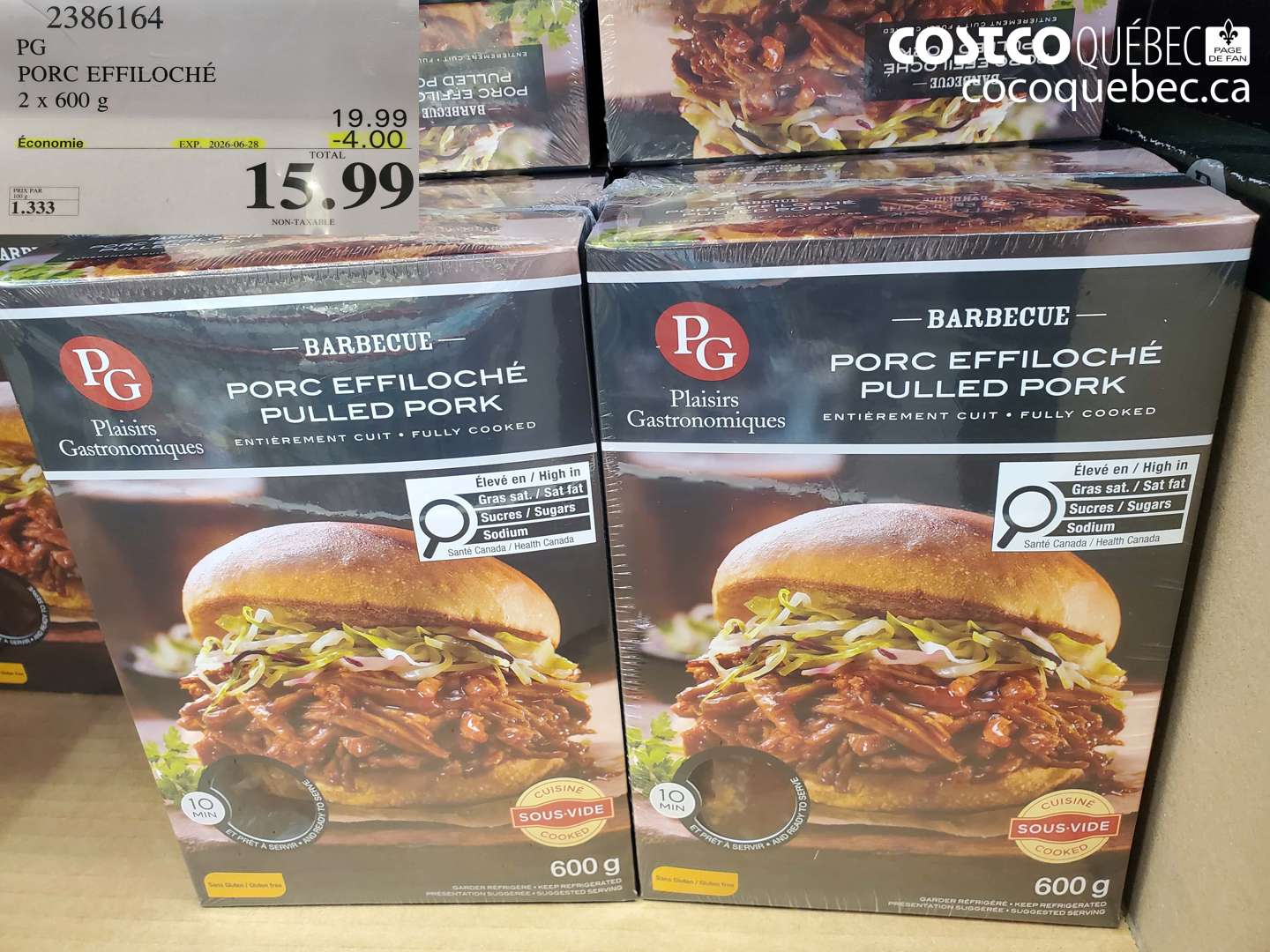 2386164 PG PORC EFFILOCHÉ 2 X 600 G ($4.00 INSTANT SAVINGS EXPIRES ON 2026-06-28) $15.99