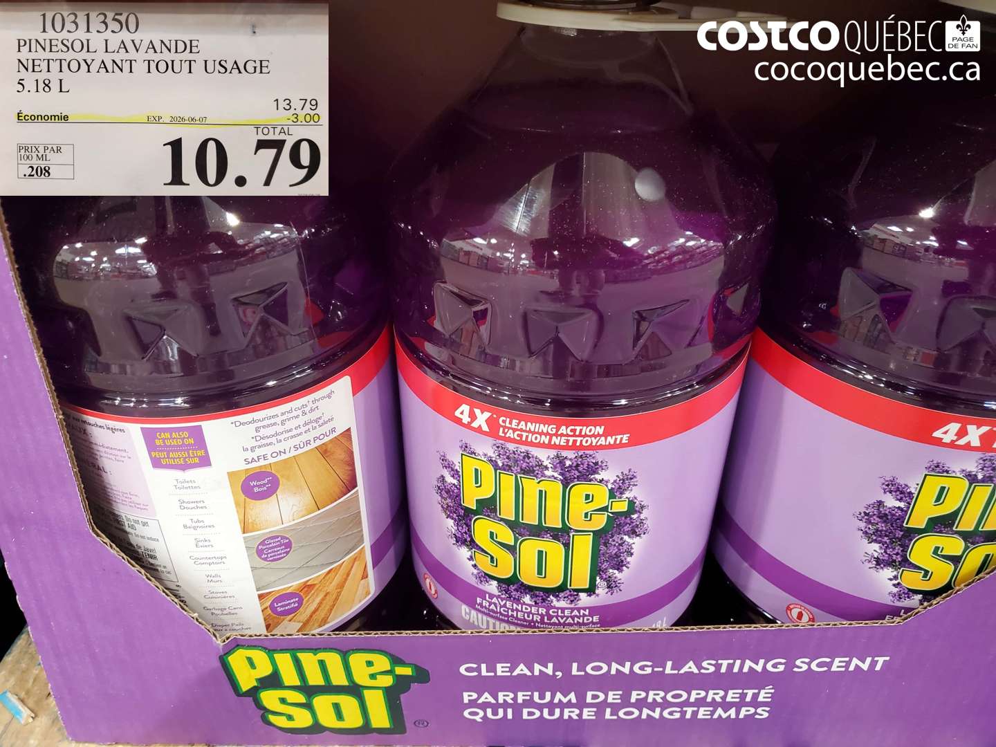 1031350 PINESOL LAVANDE NETTOYANT TOUT USAGE 5.18 L ($3.00 INSTANT SAVINGS EXPIRES ON 2026-06-07) $10.79