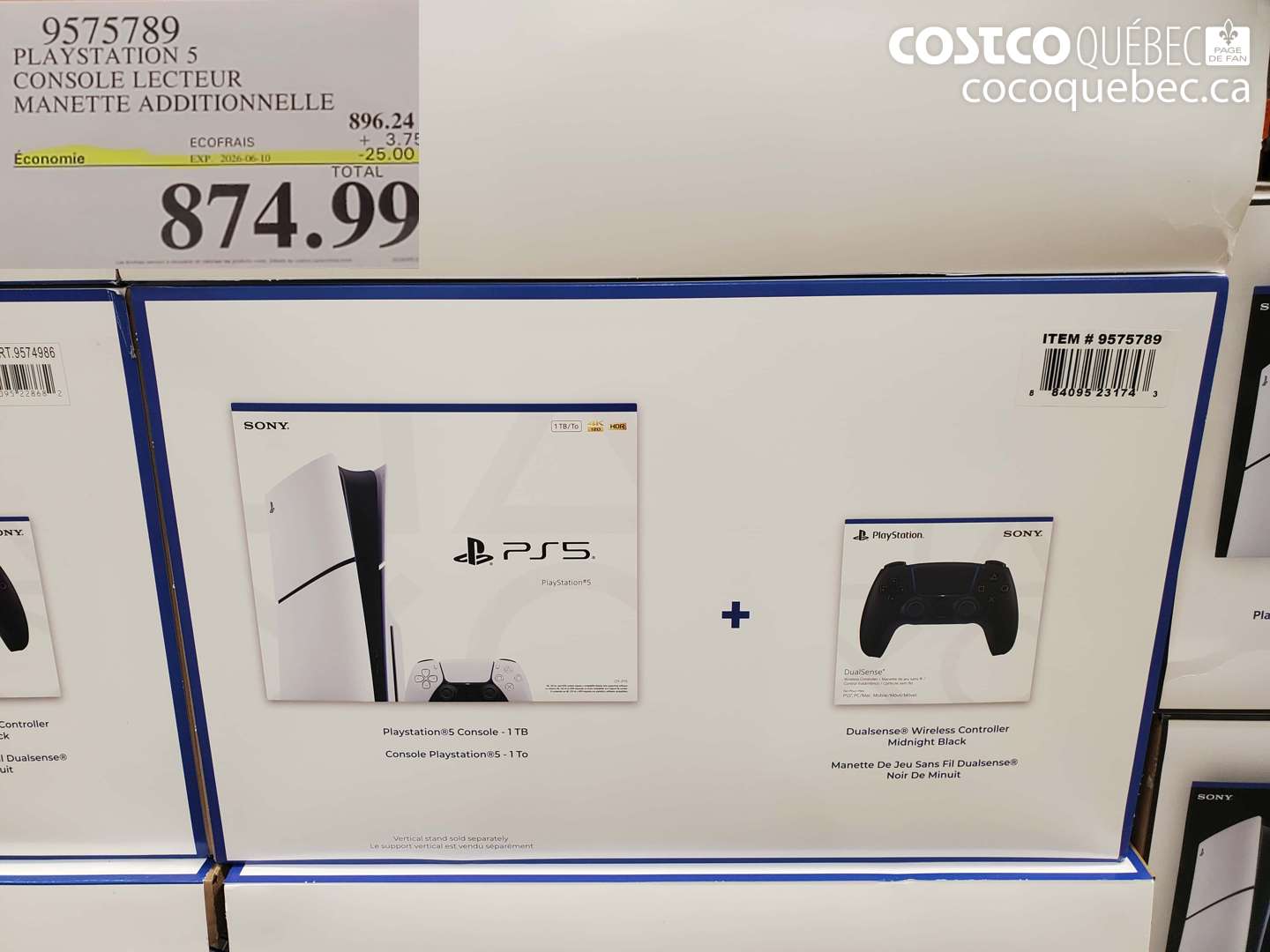 9575789 PLAYSTATION 5 CONSOLE LECTEUR MANETTE ADDITIONNELLE ($25.00 INSTANT SAVINGS EXPIRES ON 2026-06-10) $874.99