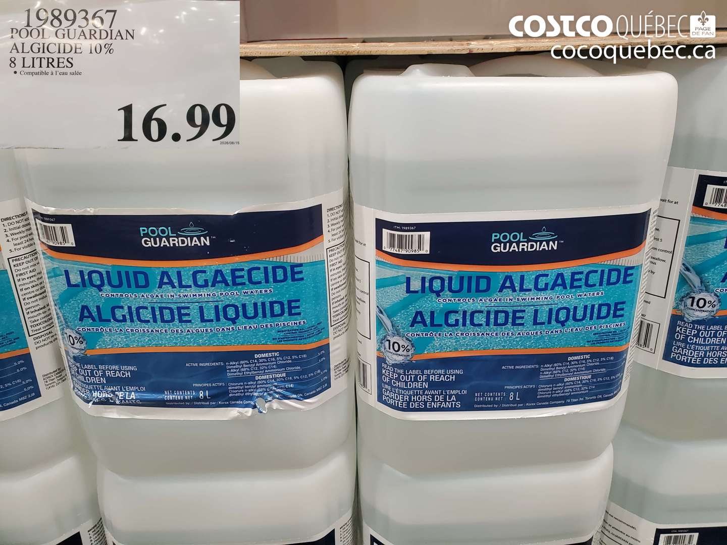 1989367 POOL GUARDIAN ALGICIDE 10% 8 LITRES $16.99