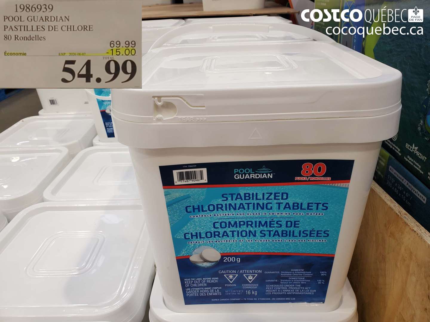 1986939 POOL GUARDIAN PASTILLES DE CHLORE 80 RONDELLES ($15.00 INSTANT SAVINGS EXPIRES ON 2026-06-07) $54.99