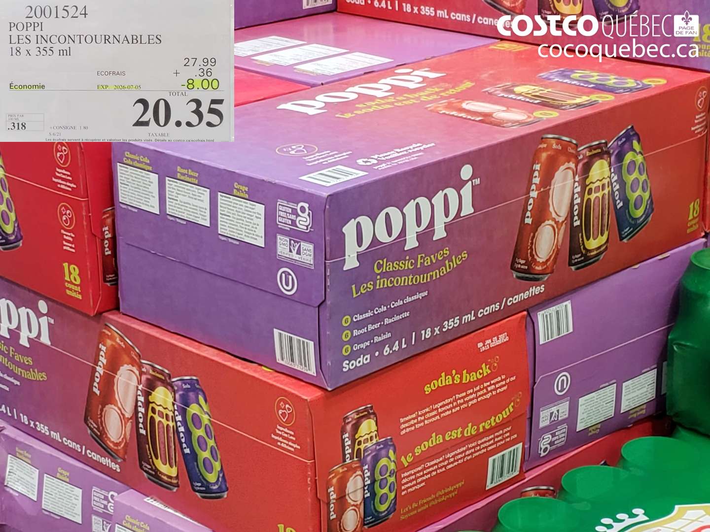 2001524 POPPI LES INCONTOURNABLES 18 X 355 ML ($8.00 INSTANT SAVINGS EXPIRES ON 2026-07-05) $20.35