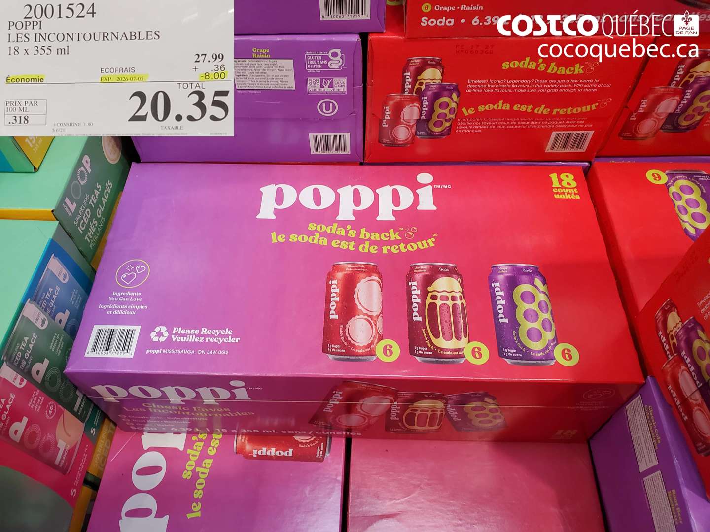2001524 POPPI LES INCONTOURNABLES 18 X 355 ML ($8.00 INSTANT SAVINGS EXPIRES ON 2026-07-05) $20.35