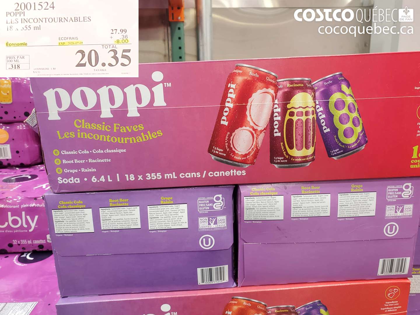 2001524 POPPI LES INCONTOURNABLES 18 X 355 ML ($8.00 INSTANT SAVINGS EXPIRES ON 2026-07-05) $20.35
