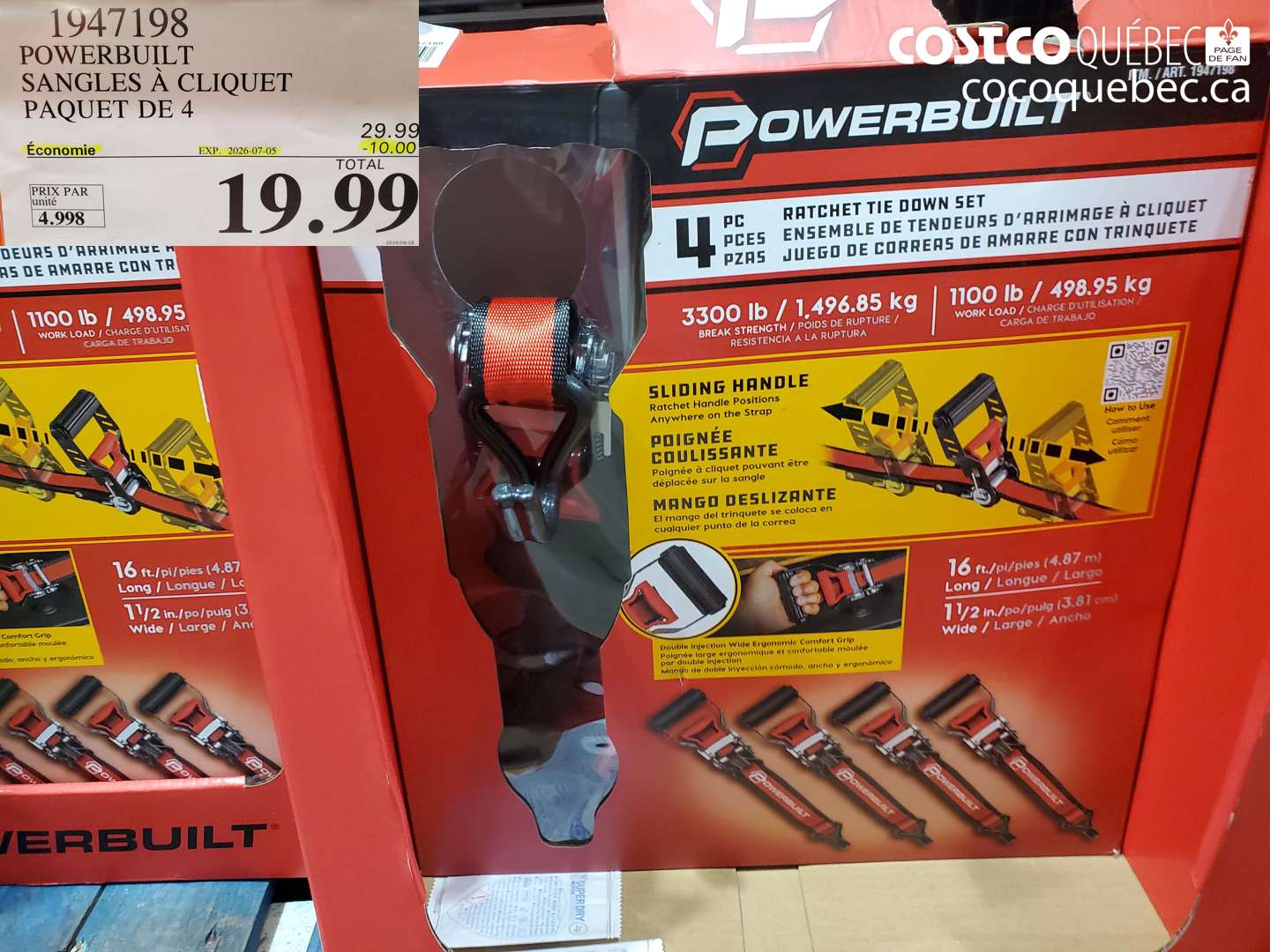 1947198 POWERBUILT SANGLES À CLIQUET PAQUET DE 4 ($10.00 INSTANT SAVINGS EXPIRES ON 2026-07-05) $19.99