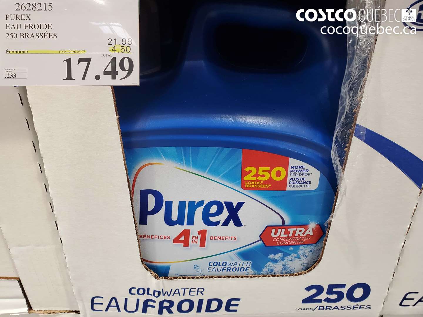 2628215 PUREX EAU FROIDE 250 BRASSÉES ($4.50 INSTANT SAVINGS EXPIRES ON 2026-06-07) $17.49