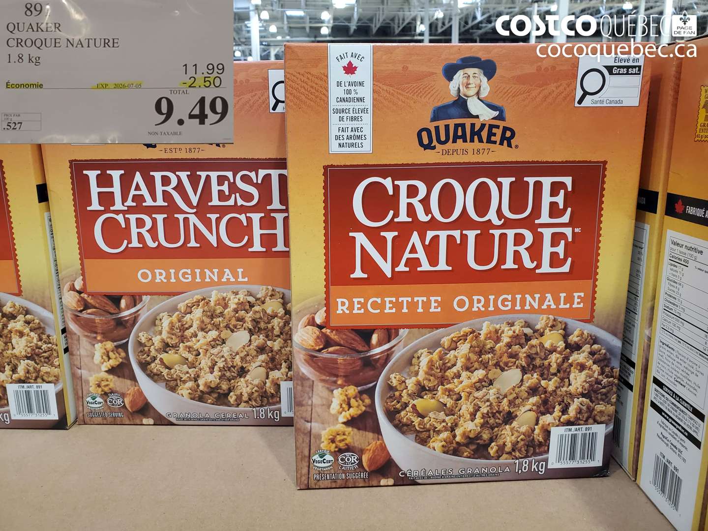 895 QUAKER CROQUE NATURE 1.8 KG ($2.50 INSTANT SAVINGS EXPIRES ON 2026-07-05) $9.49