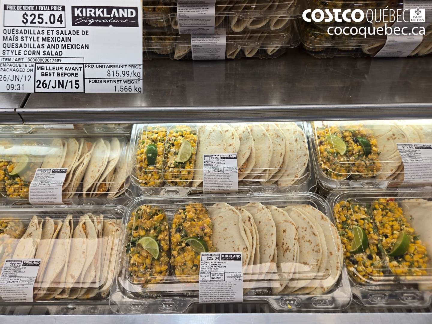 17499 QUESADILLAS ET SALADE DE MAIS STYLE MEXICAIN $25.04