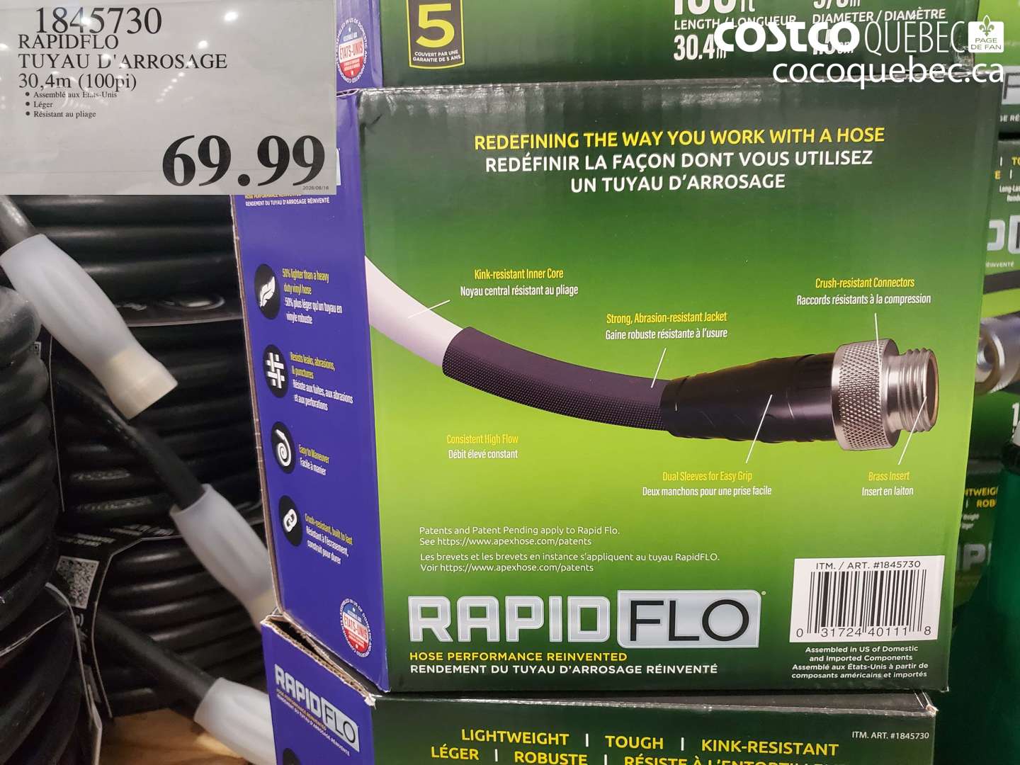 1845730 RAPIDFLO TUYAU D'ARROSAGE 30.4M (100PI) $69.99
