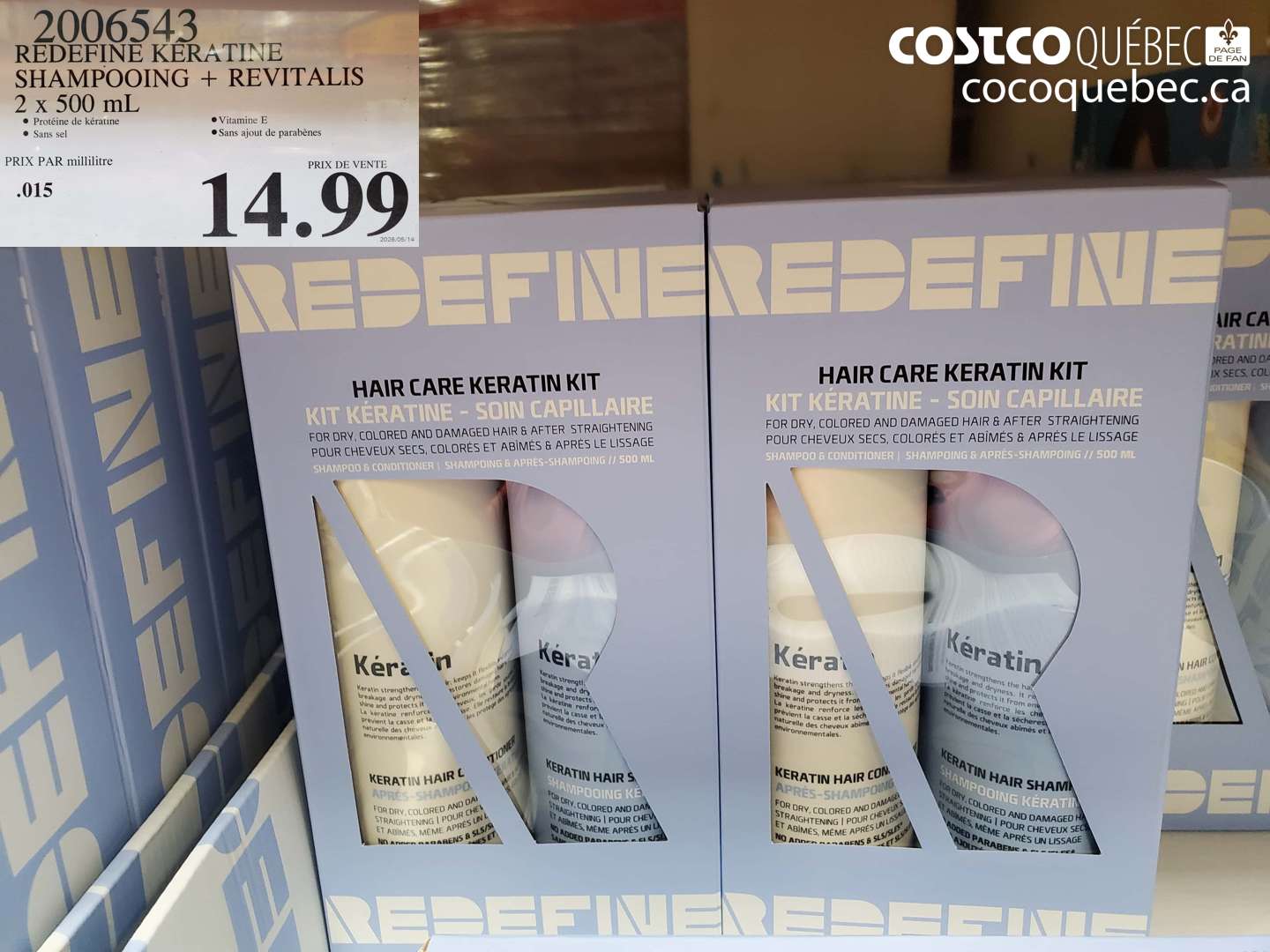 2006543 REDEFINE KERATINE SHAMPOOOING + REVITALIS 2 X 500 ML $14.99