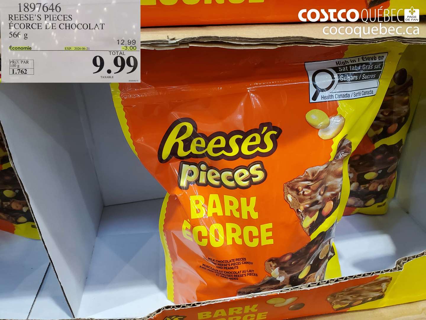 1897646 REESE'S PIECES ÉCORCE DE CHOCOLAT 566 G ($3.00 INSTANT SAVINGS EXPIRES ON 2026-06-21) $9.99