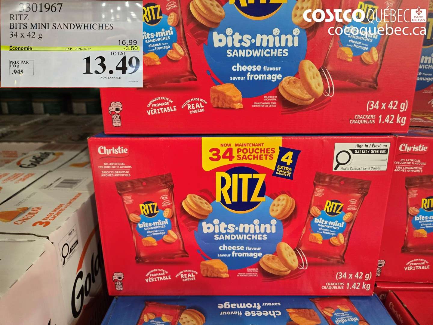 3301967 RITZ BITS MINI SANDWHICHES ($3.50 INSTANT SAVINGS EXPIRES ON 2026-07-12) $13.49