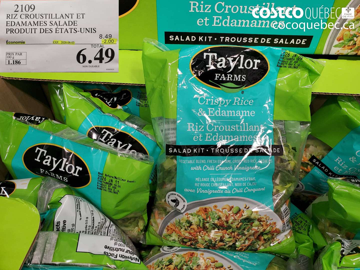 2109 RIZ CROUSTILLANT ET EDAMAMES SALADE PRODUIT DES ÉTATS-UNIS ($2.00 INSTANT SAVINGS EXPIRES ON 2026-06-03) $6.49